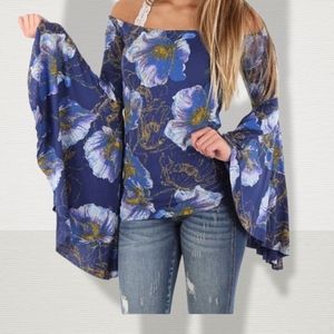 Free People Free Birds Of Paradise Top. Size Small. Blue And Purple